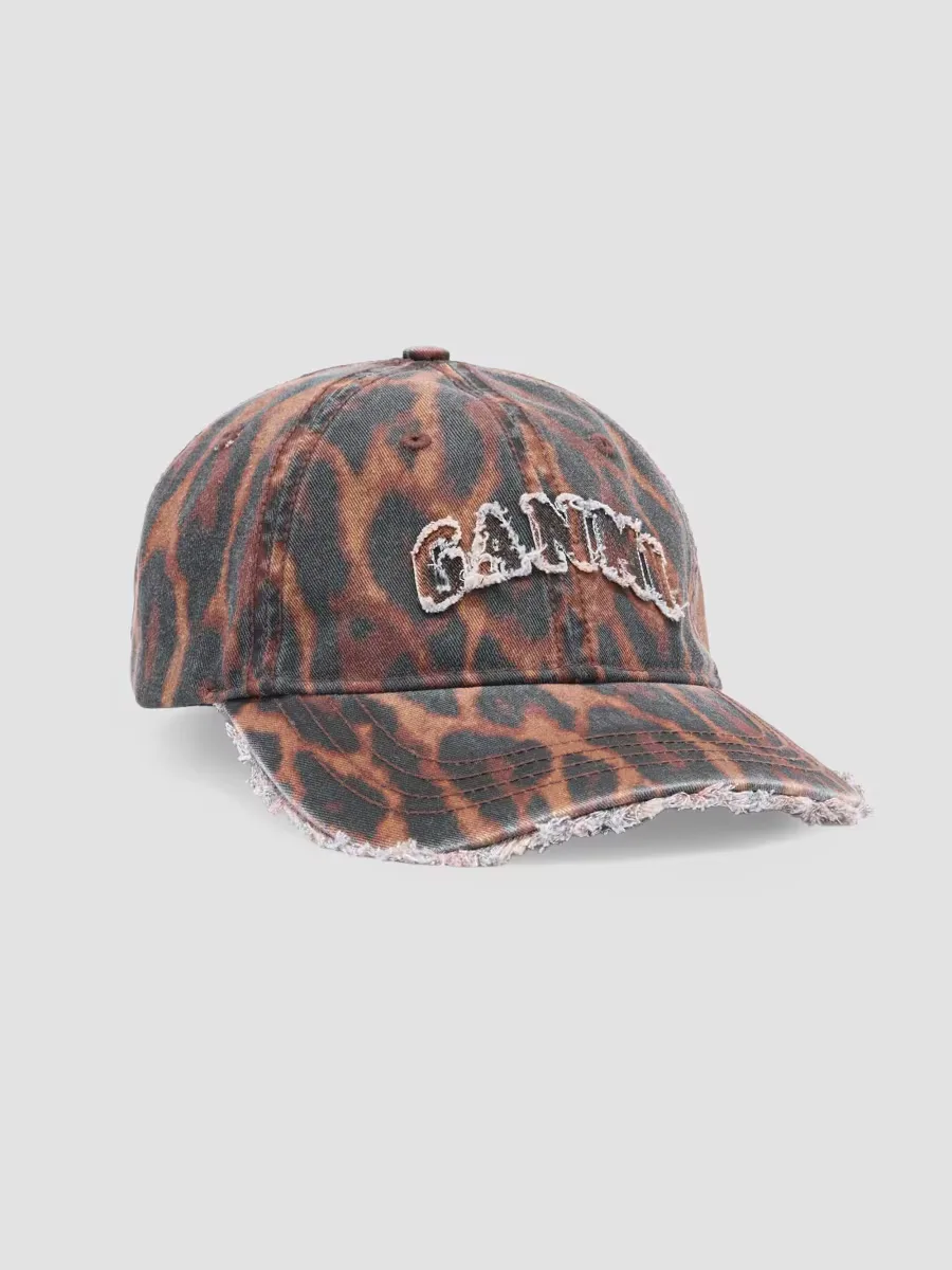 Ocelot Leopard Printed Washed Cotton Baseball Cap by GANNI