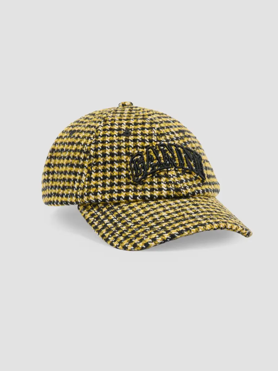 Logo-Embroidered Houndstooth Baseball Cap by GANNI