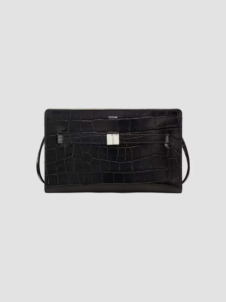 Belted Croco-Embossed Leather Crossbody Bag