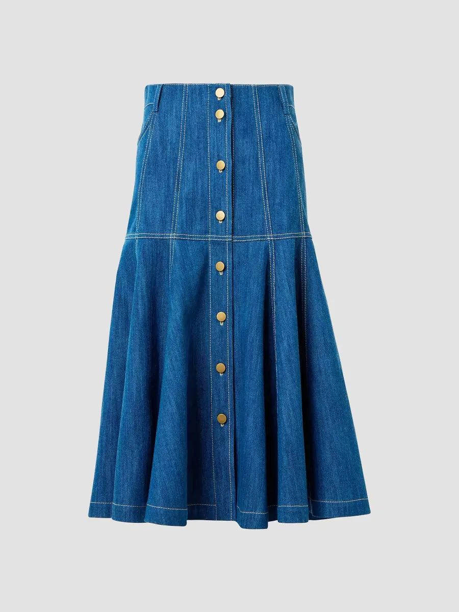 Dropped-Waist Midi-Skirt