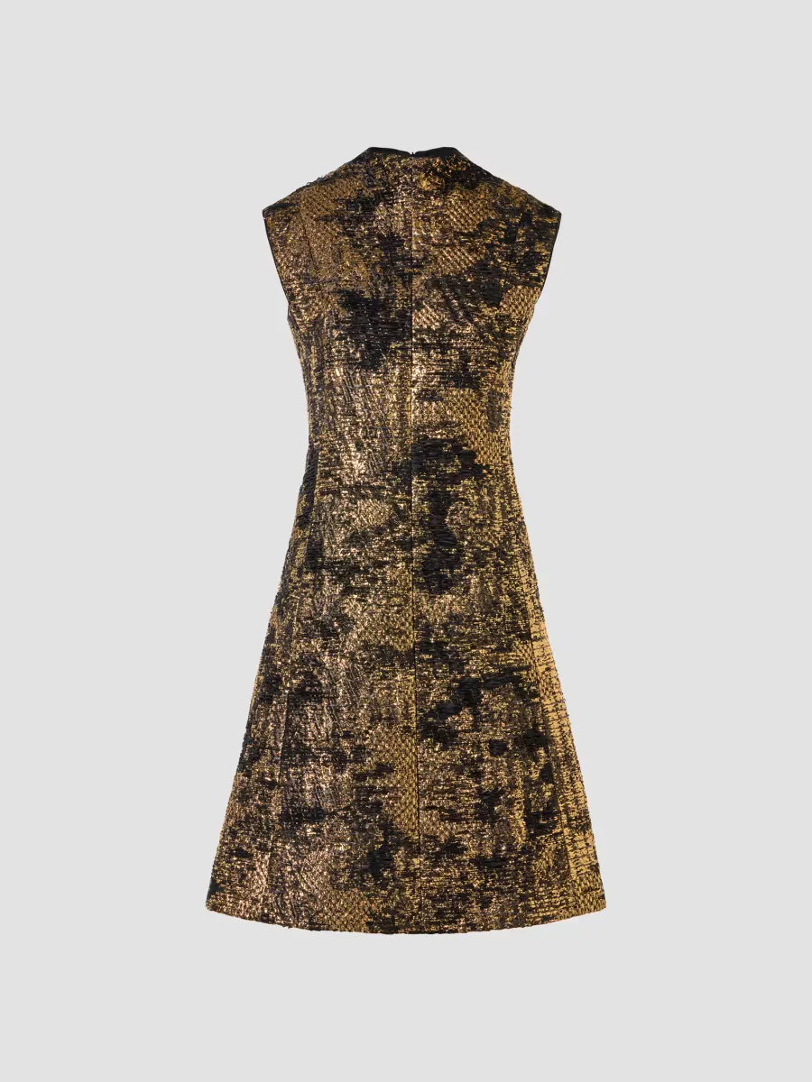 Textured Metallic Jacquard A-Line Dress by Akris