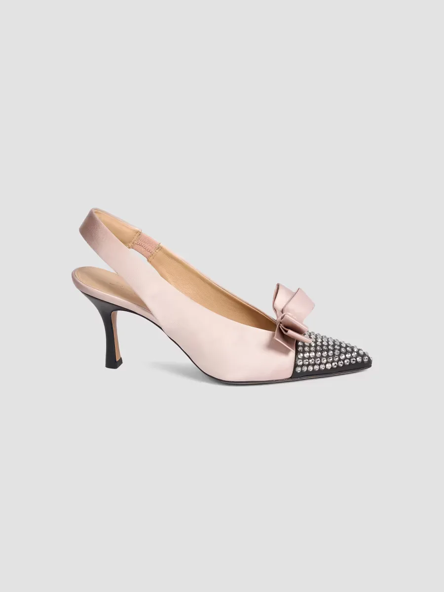 Alba 75MM Embellished Satin & Leather Slingback Pumps by Chloé