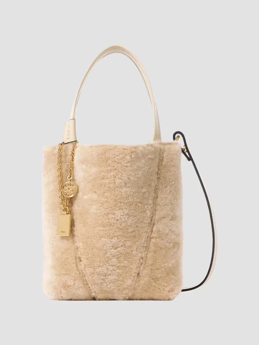 Spin Shearling Small Tote Bag by Chloé