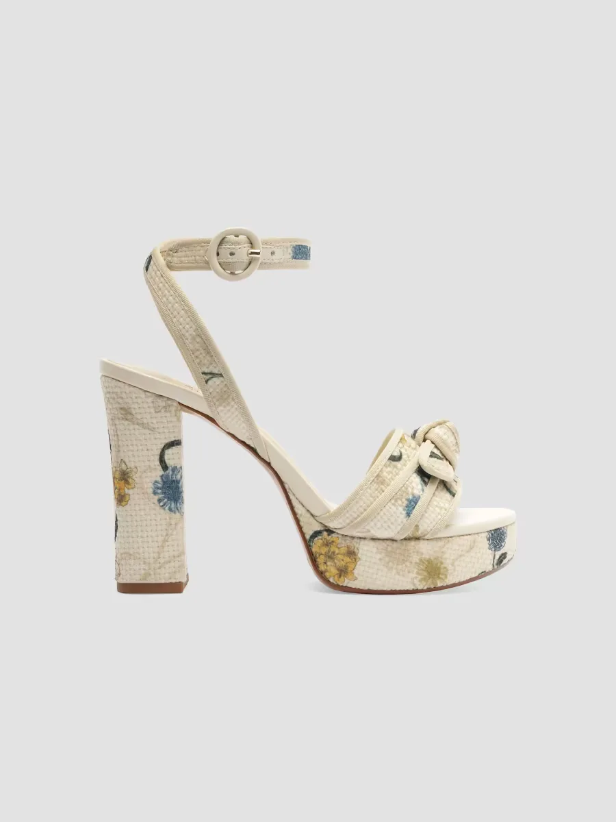 Grosgrain Raffia Platform 120MM Floral Sandals by Alexandre Birman