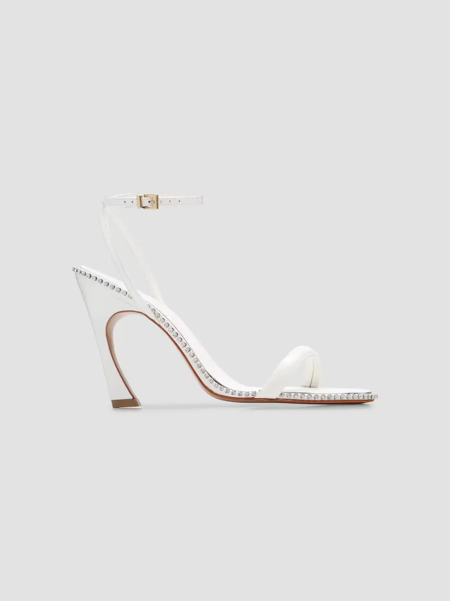 Lexi 100MM Crystal-Trim Patent Leather Sandals by SCHUTZ