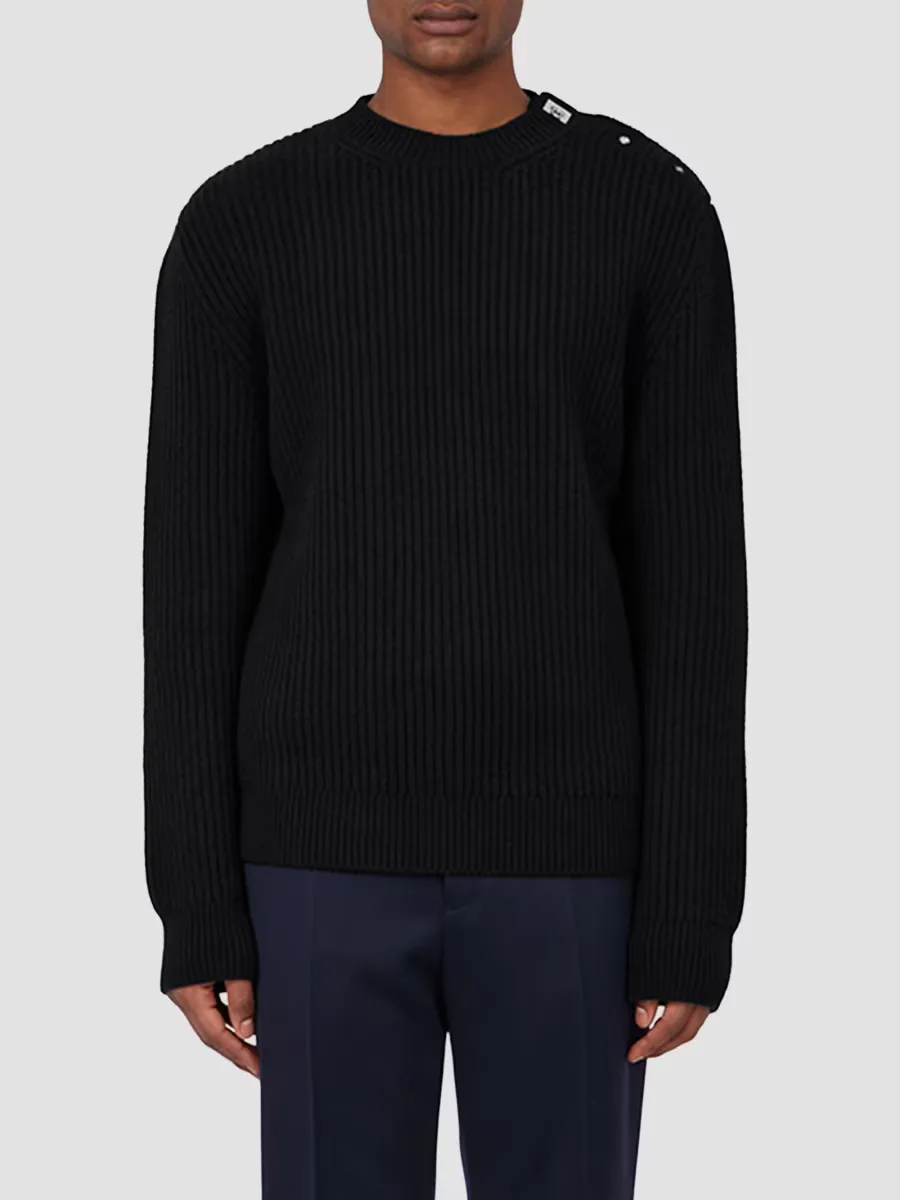 Hug-Buckle Wool-Cashmere Rib-Knit Sweater