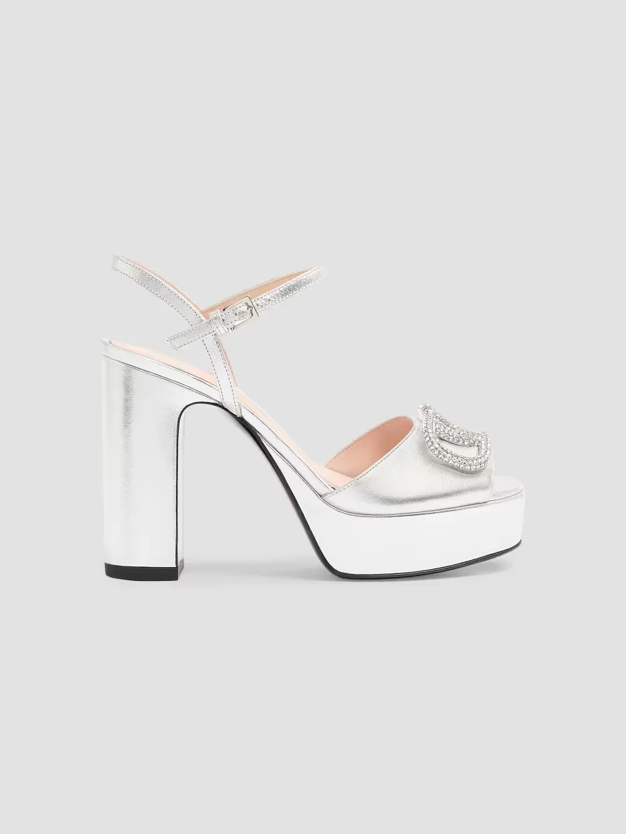 VLogo Signature 115MM Platform Sandals in Laminated Nappa Leather