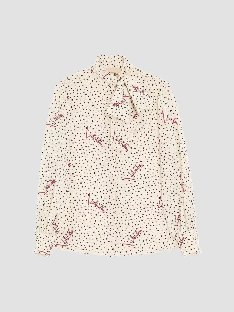 Plus De Pois Crepe De Chine Bubble Shirt by Valentino
