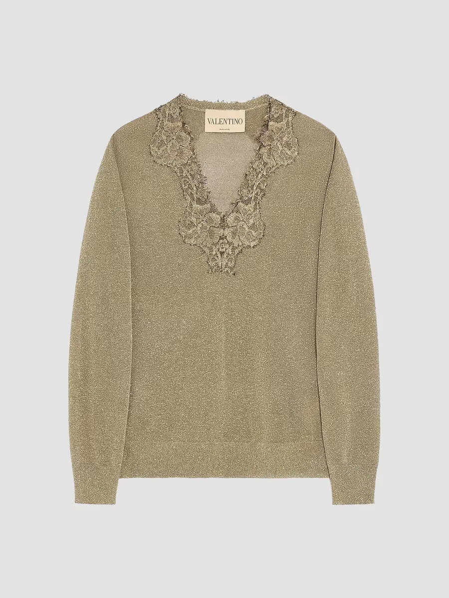 Lurex Jumper with Lace by Valentino