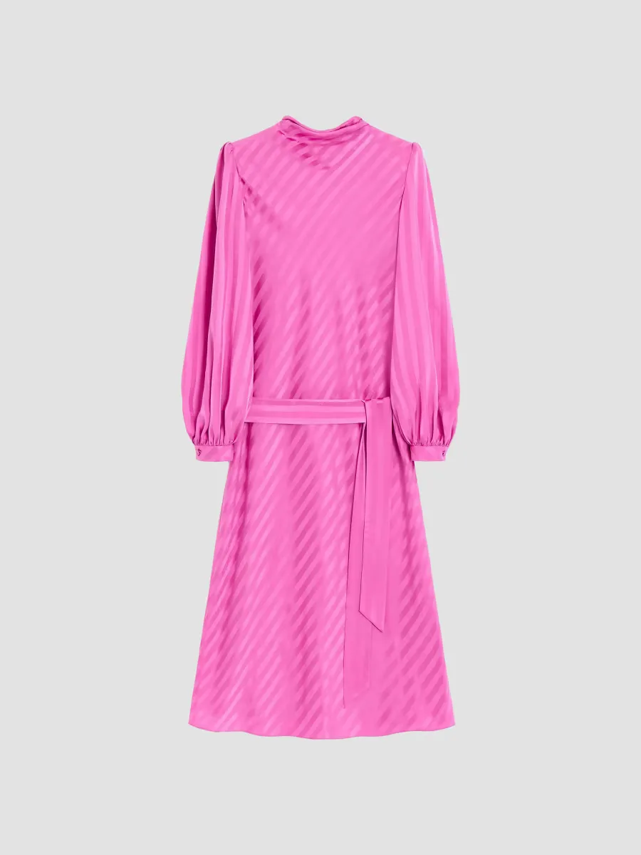 Midi Dress in Shiny-Matte Jacquard with Logo-Stripe by Valentino