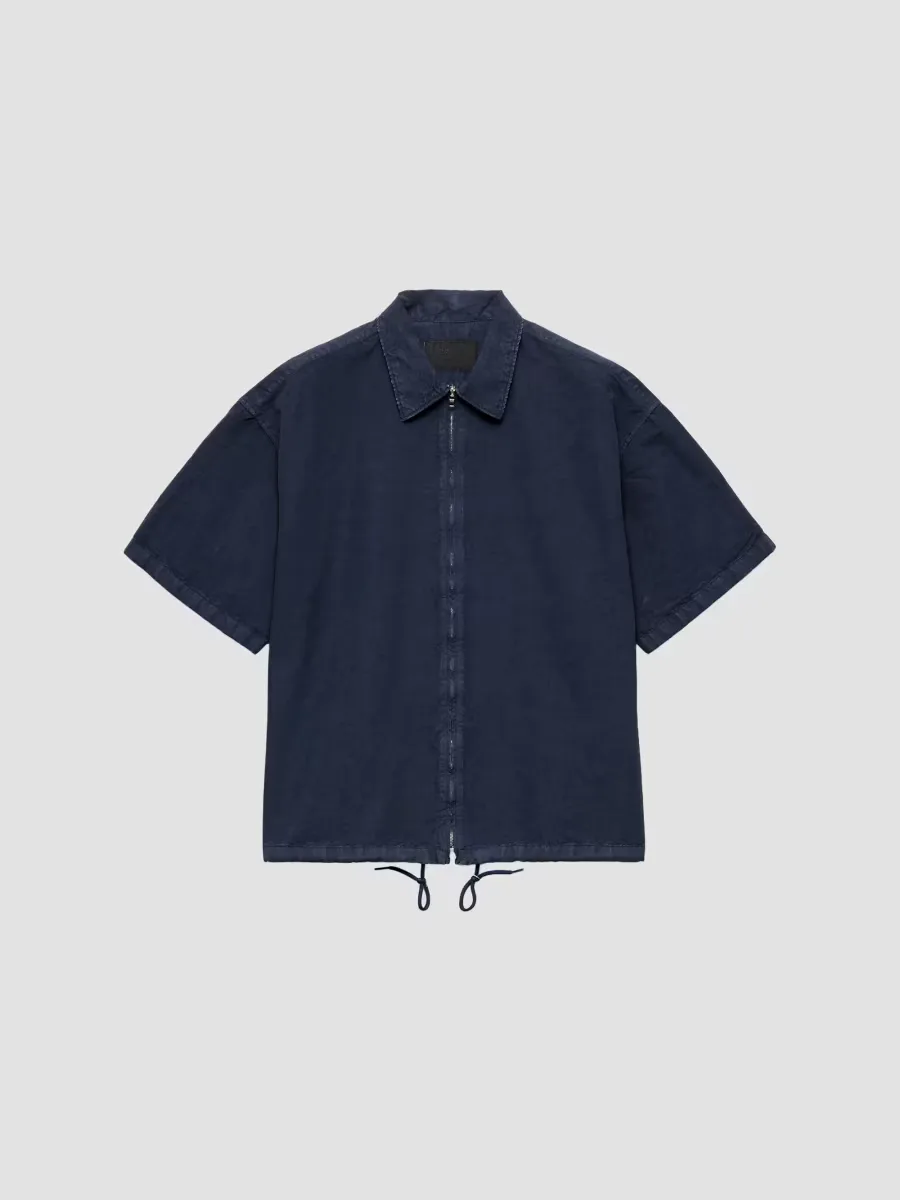 Short-Sleeved Cotton Zipper Shirt by Prada