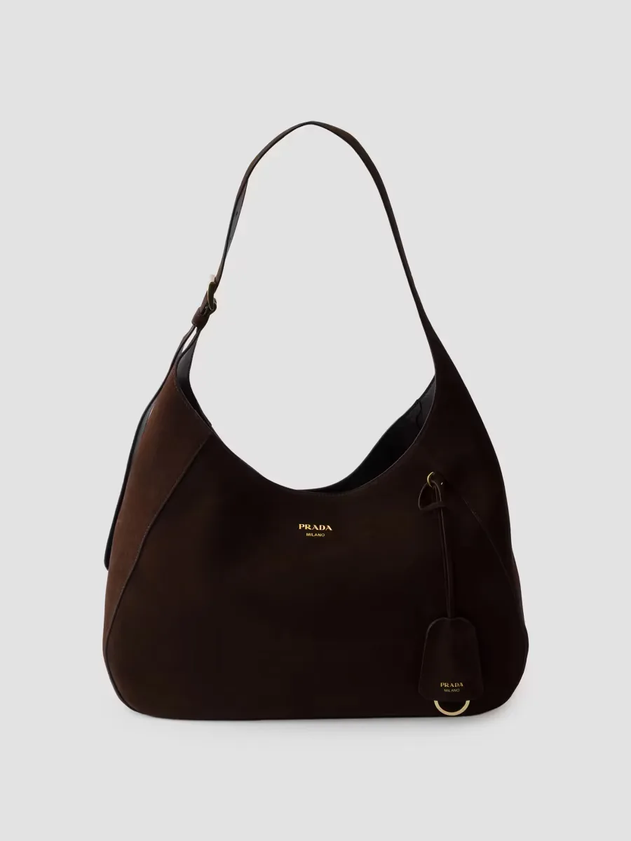 Boogie Large Suede Shoulder Bag by Prada