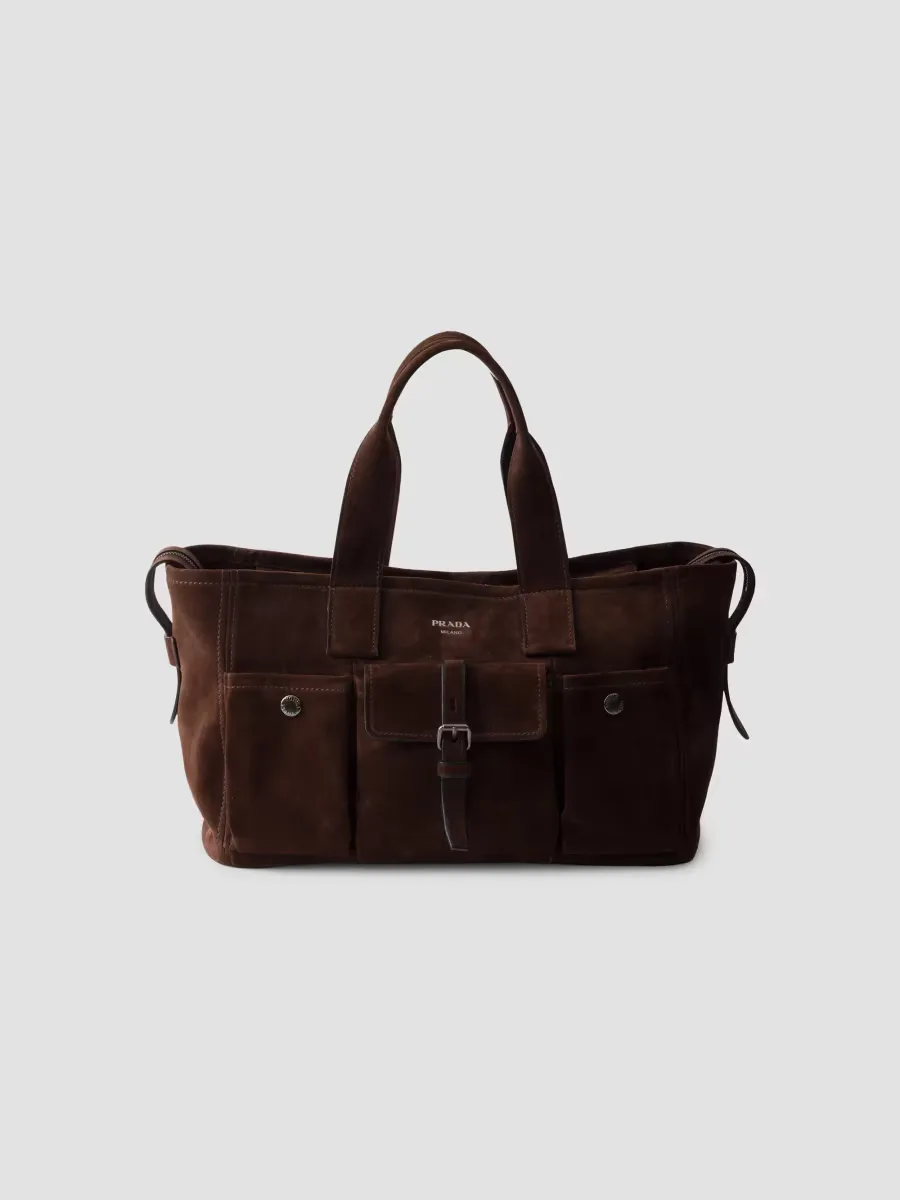 Route Large Suede Tote Bag by Prada