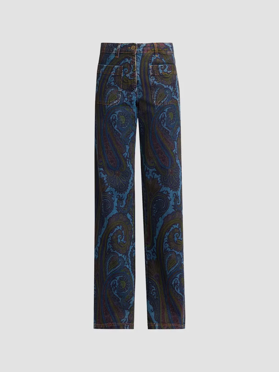 Paisley Cotton-Blend Flared Jeans by ETRO
