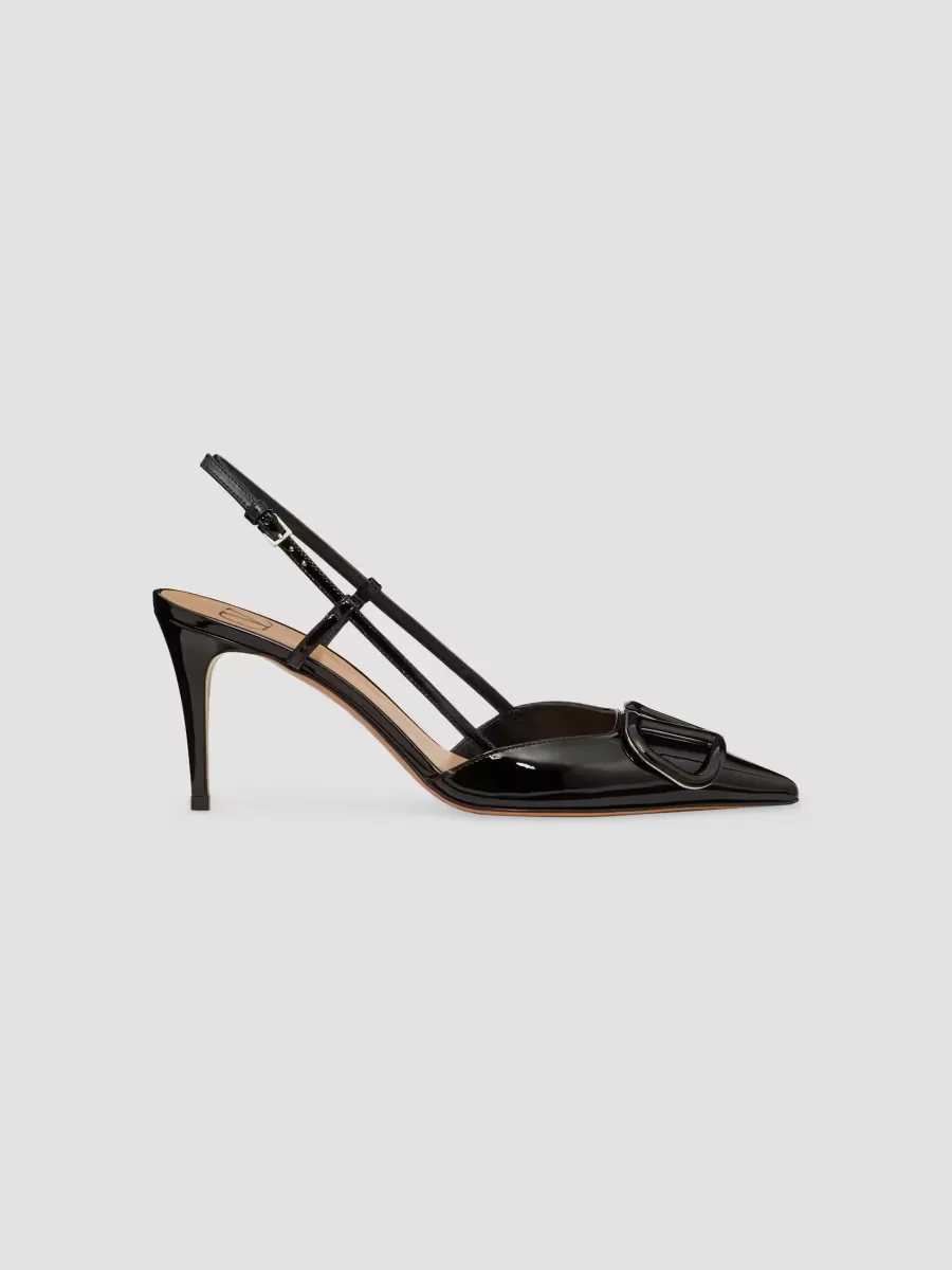 VLogo 80MM Signature Patent Leather Slingback Pumps