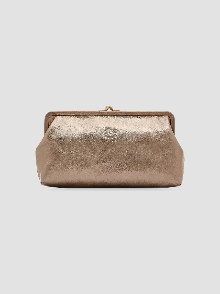 Metallic Leather Clutch by Il Bisonte