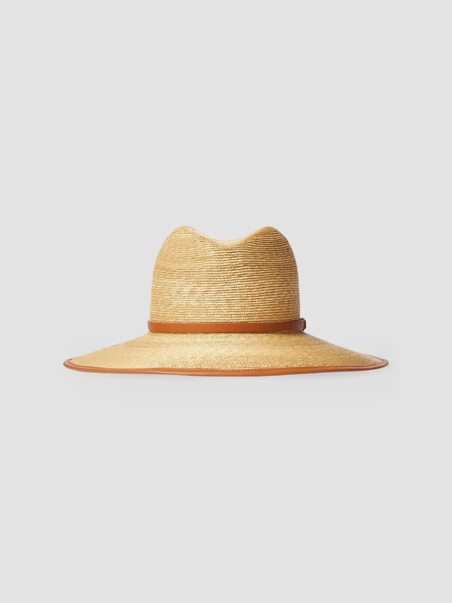 VLogo Signature Straw and Leather Fedora Hat by Valentino