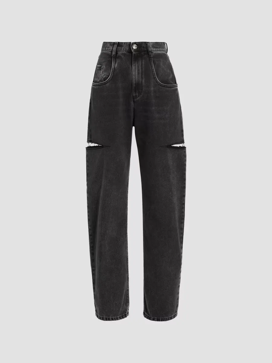Distressed Slit Mid-Rise Baggy Jeans by Maison Margiela