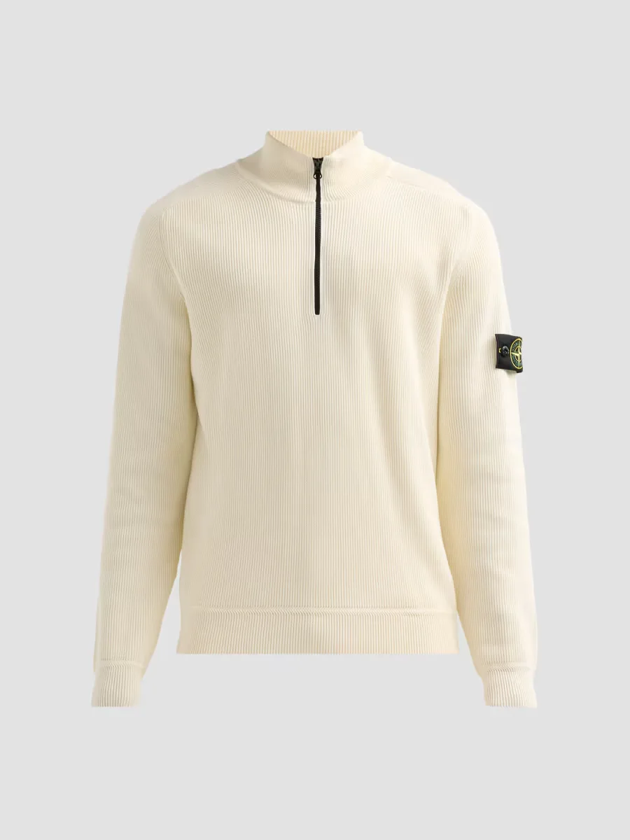 Rib-Knit Cotton Quarter-Zip Sweatshirt by Stone Island