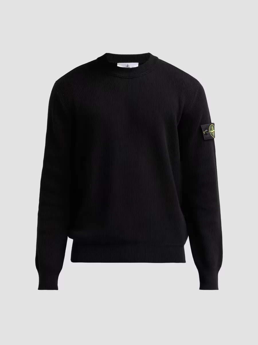 Rib-Knit Cotton Crewneck Sweatshirt by Stone Island