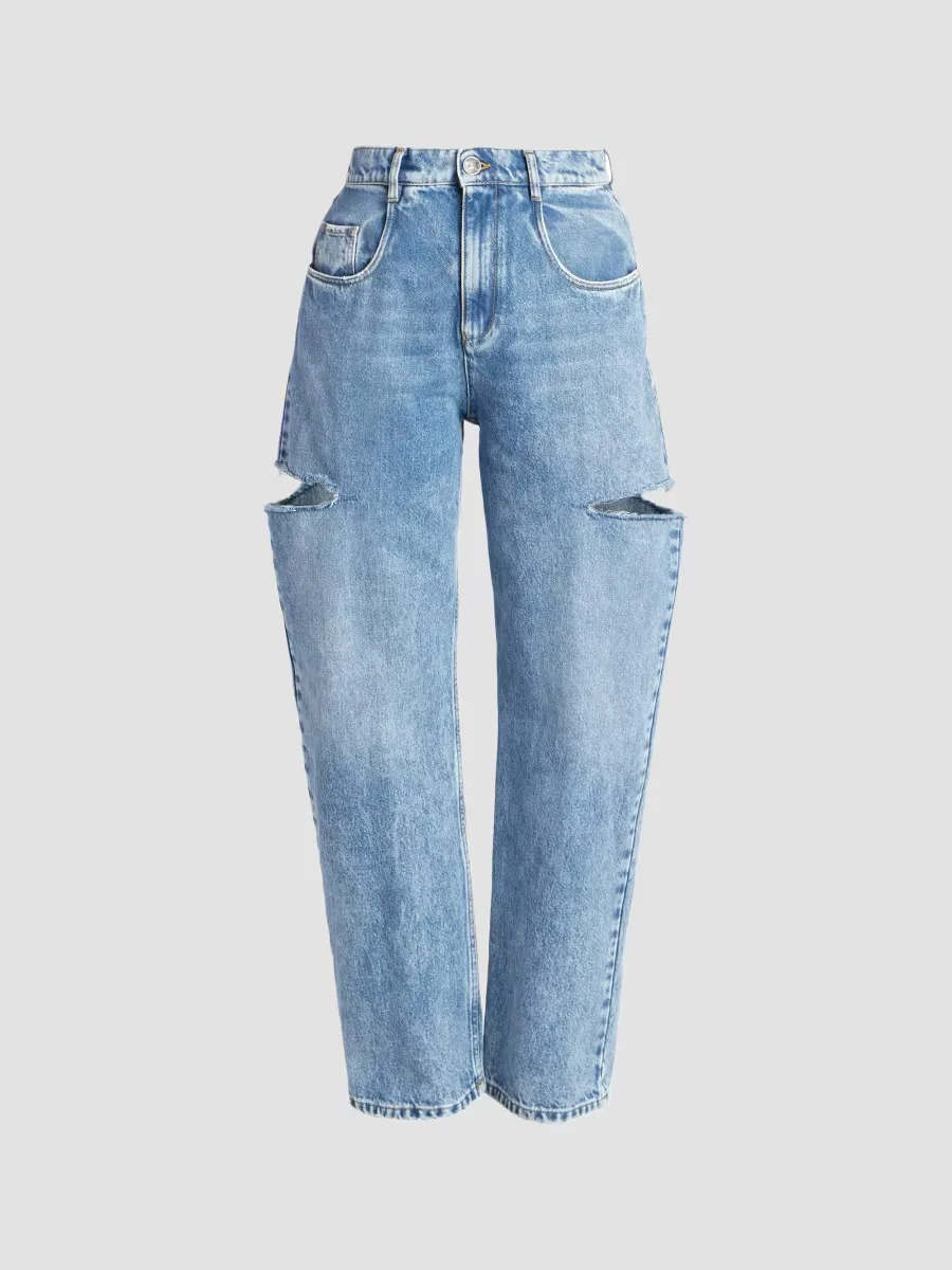 Wide-Leg Slashed Cut-Out Jeans by Maison Margiela