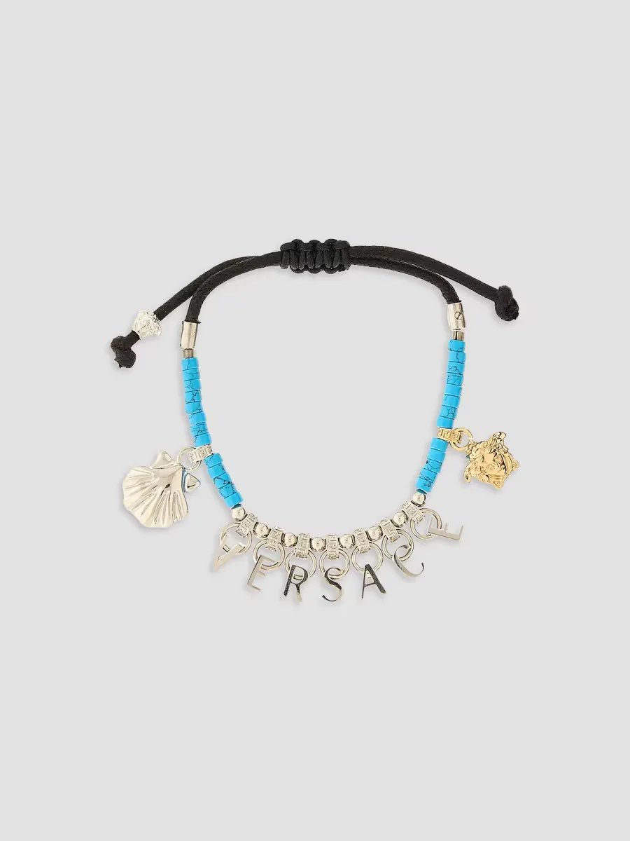 Goldtone & Waxed Cotton Cord Charm Bracelet by Versace