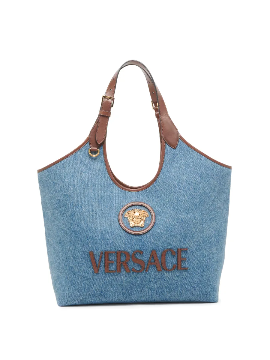 Medusa Logo Denim Tote Bag by Versace