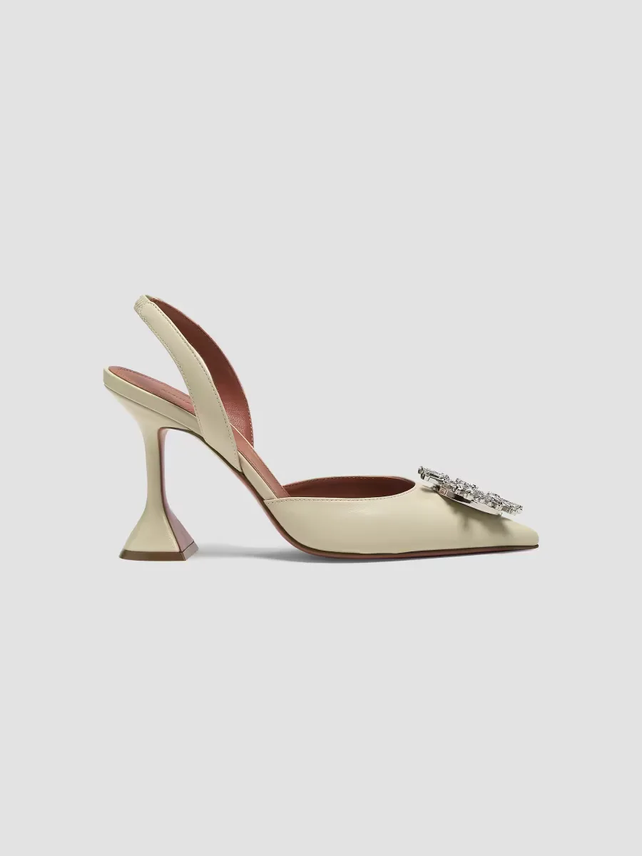 Begum 95MM Crystal-Embellished Leather Slingback Pumps by Amina Muaddi
