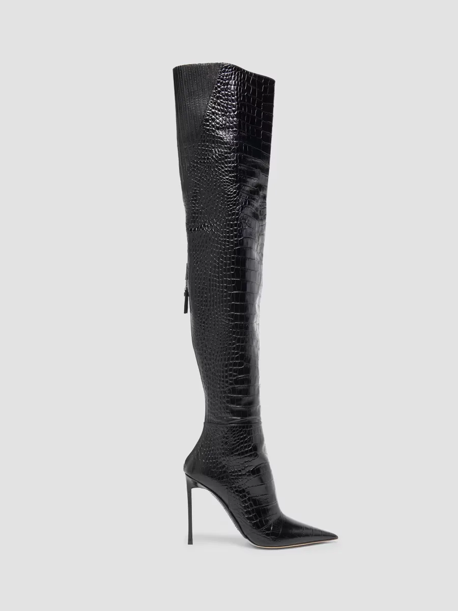Vertigo 105MM Croc-Embossed Leather Boots by Tom Ford