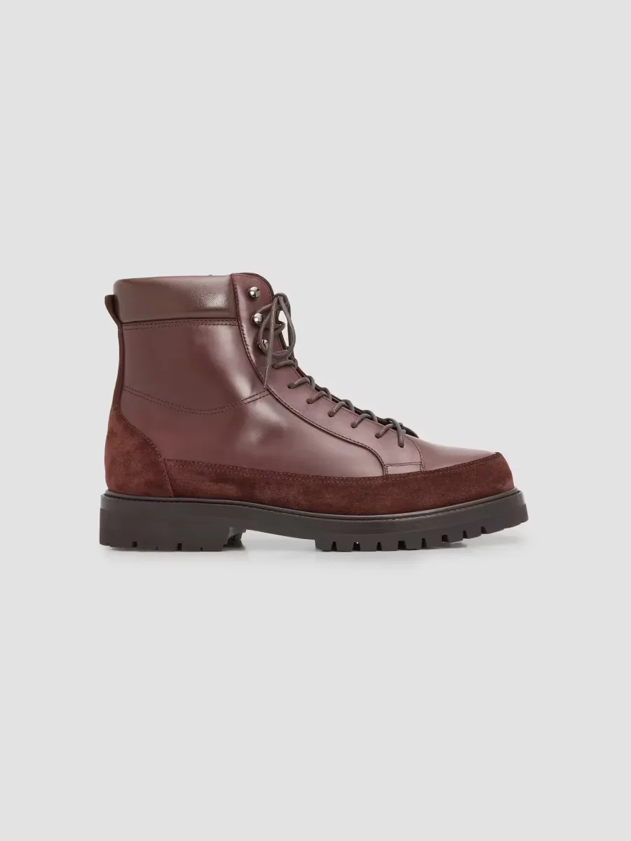 Leather & Suede Combat Boots by Brunello Cucinelli