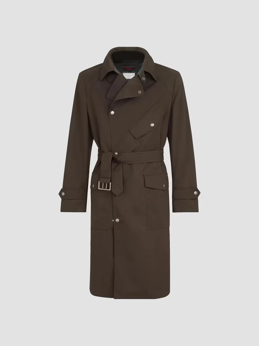 Water-Resistant Microfiber Motorcycle Trench Coat by Brunello Cucinelli
