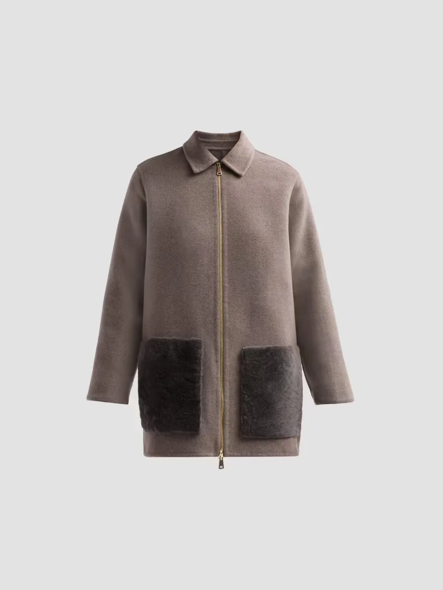 Wool-Cashmere & Shearling Coat by Fabiana Filippi