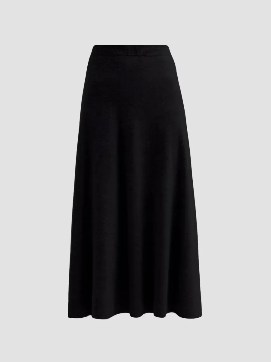 Platinum Virgin Wool-Blend Midi-Skirt by Fabiana Filippi