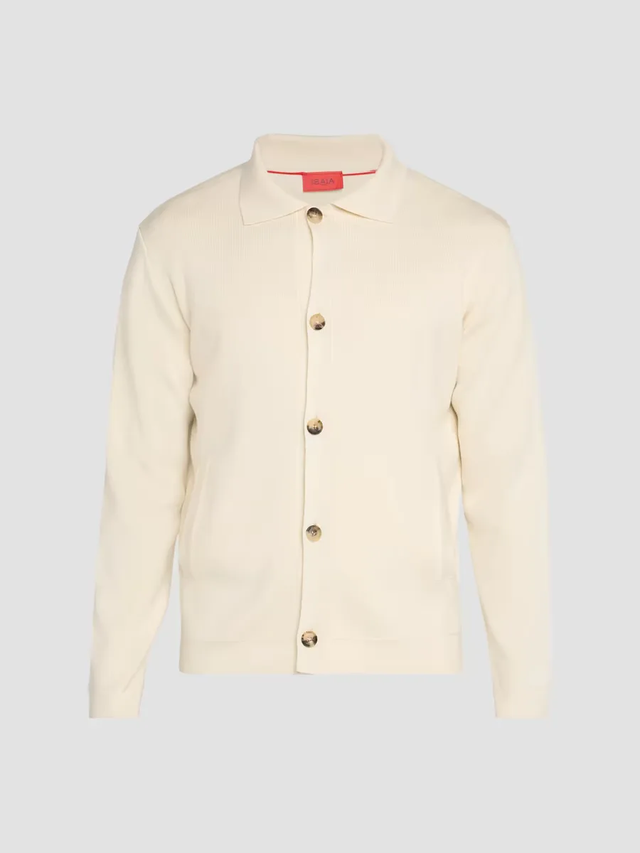 Wool-Silk Rib-Knit Overshirt by Isaia