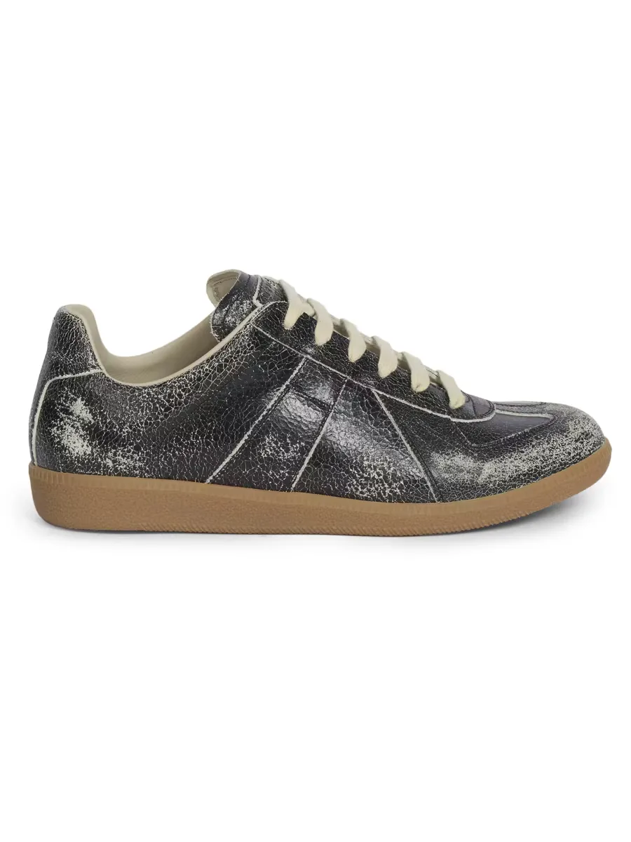 Replica Distressed Leather Sneakers by Maison Margiela