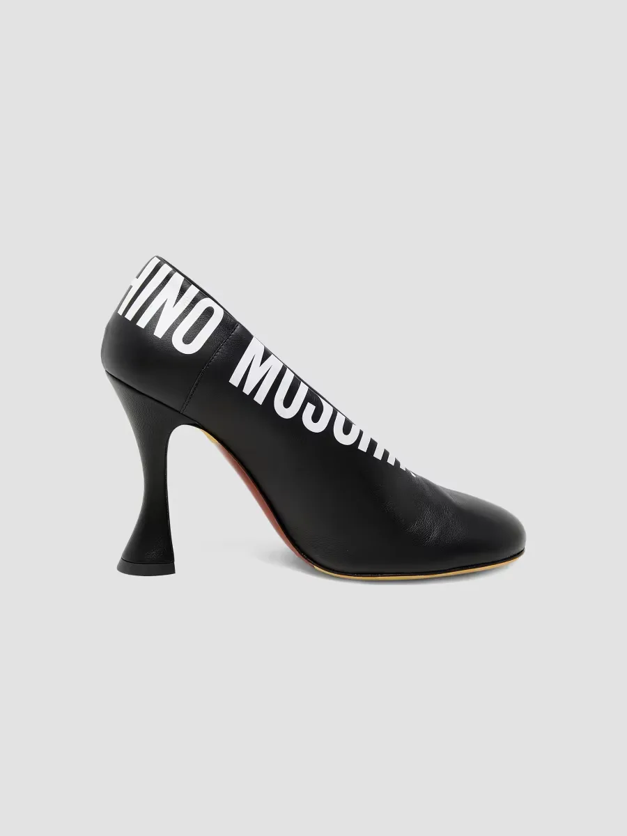 Duck 100MM Logo Leather Pumps by Moschino