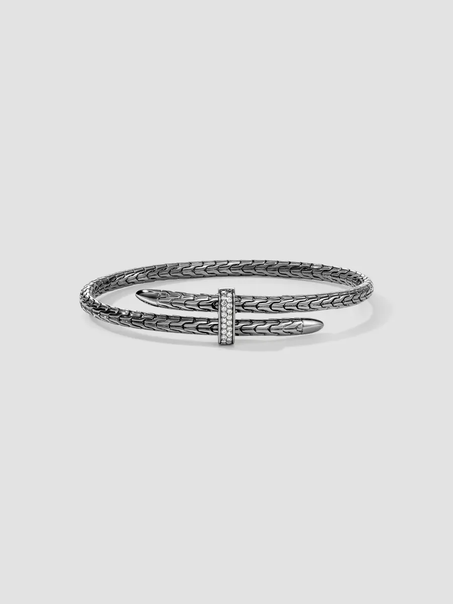 Spear Black-Rhodium-Plated Sterling Silver & 0.16 TCW Diamond Cuff by John Hardy