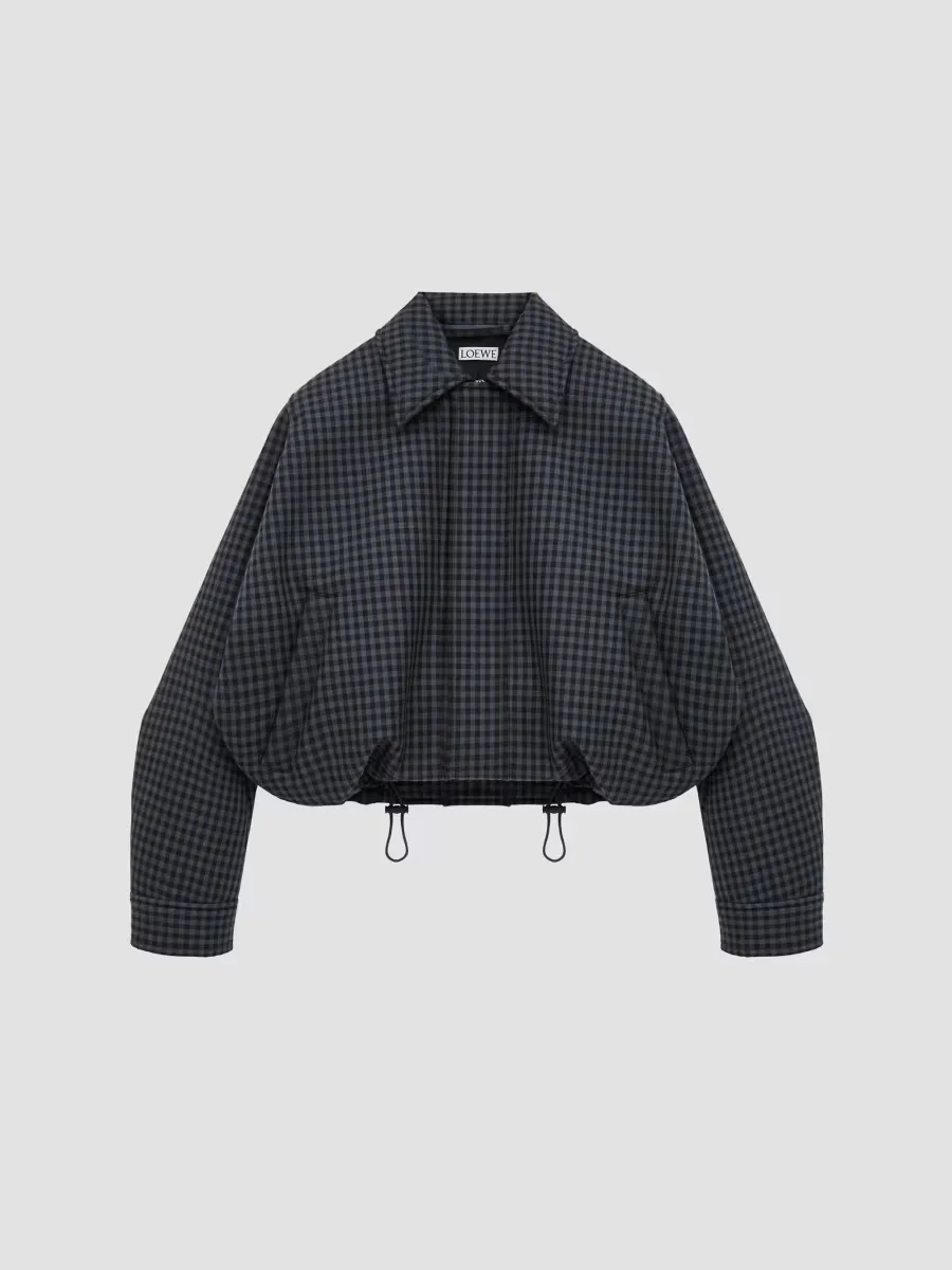 Plaid Drawstring Wool-Blend Blouson Jacket by LOEWE