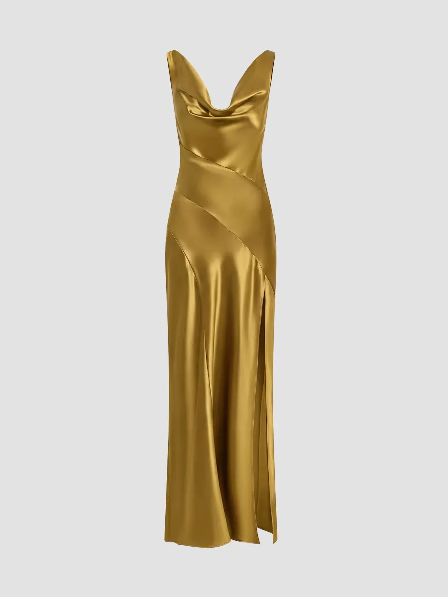 Alfina Satin Cowlneck Gown by NICHOLAS