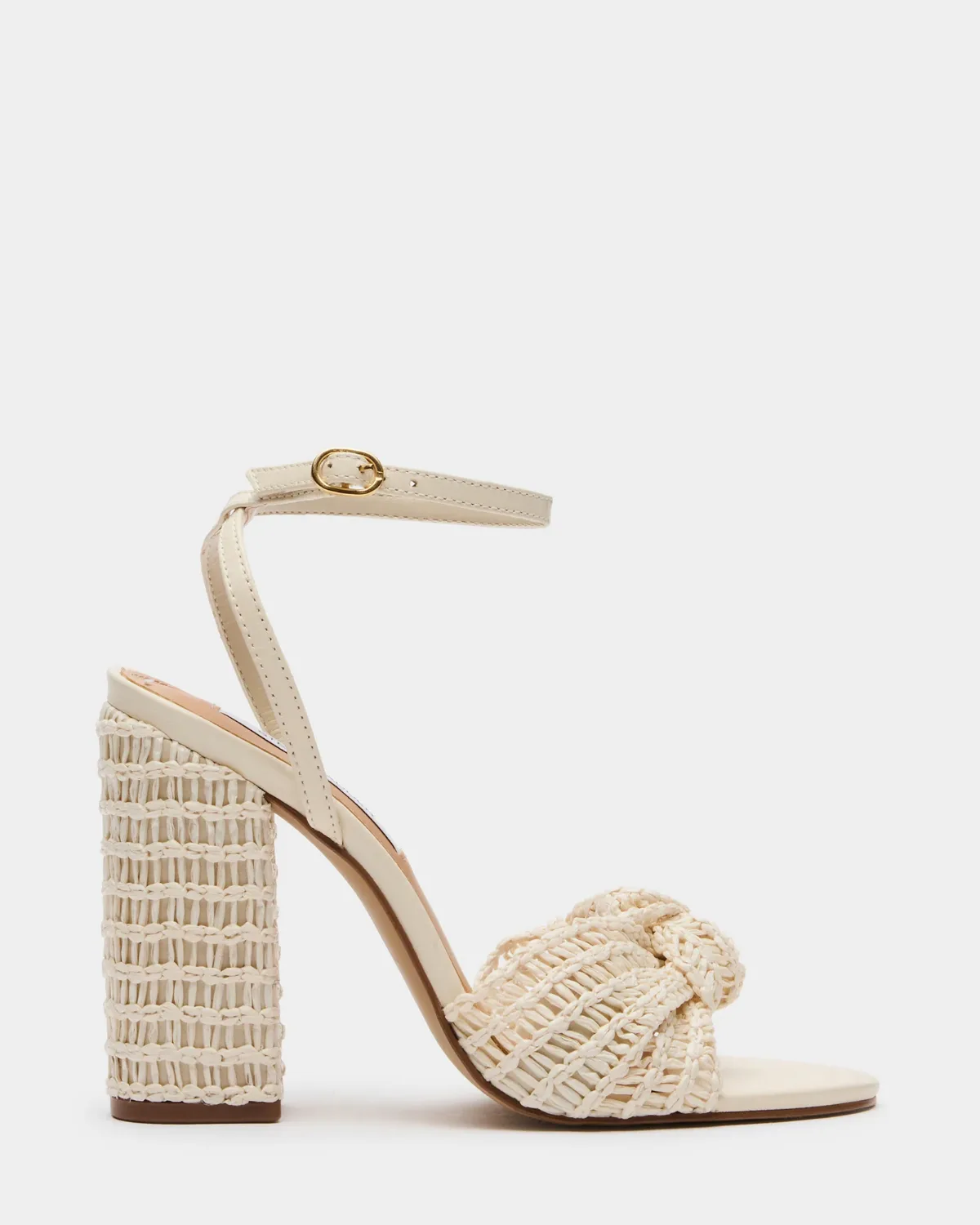 Cheyla Woven Block Heels - Bone Raffia - Leather by Steve Madden