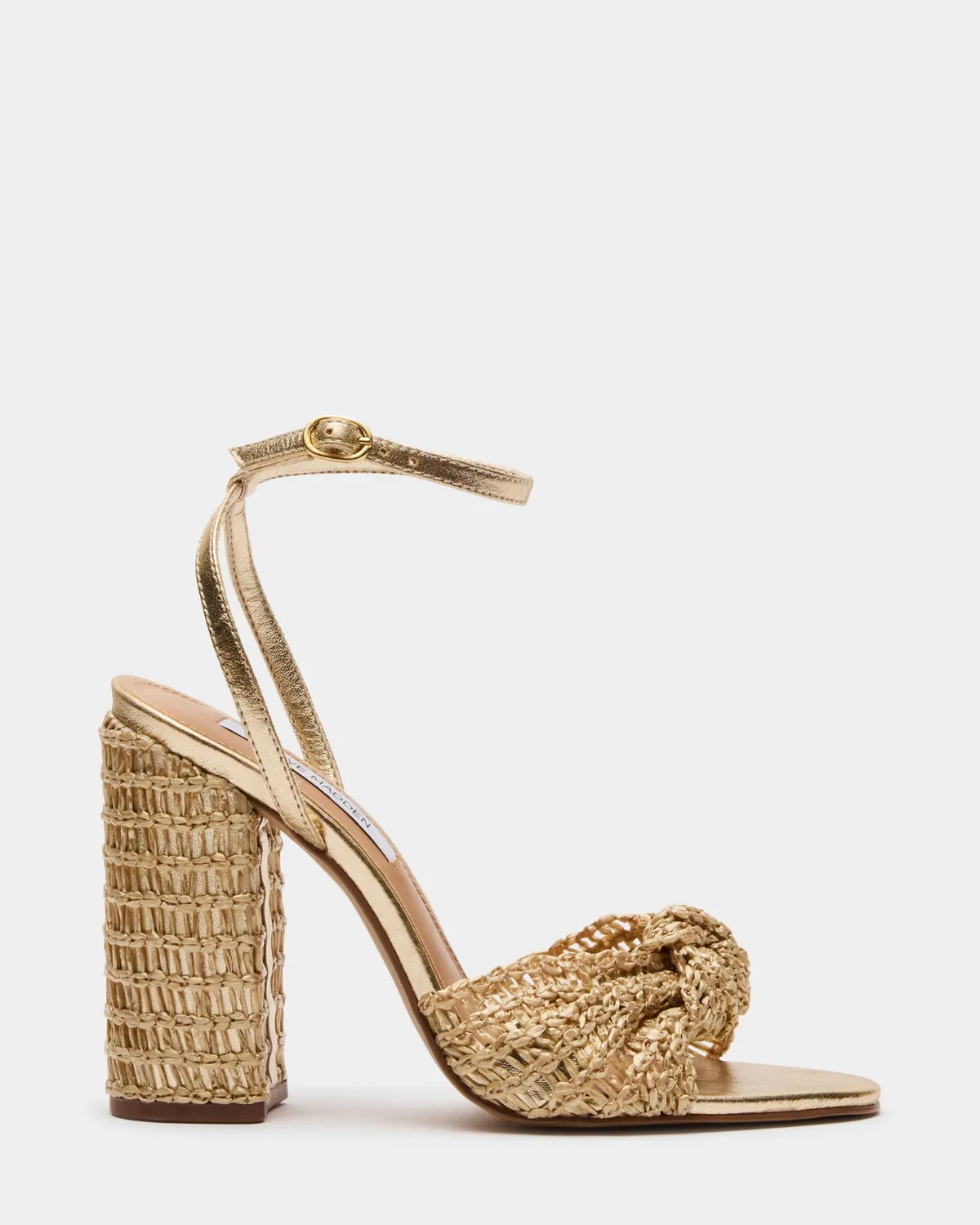 Cheyla Woven Block Heels - Gold Raffia - Leather by Steve Madden