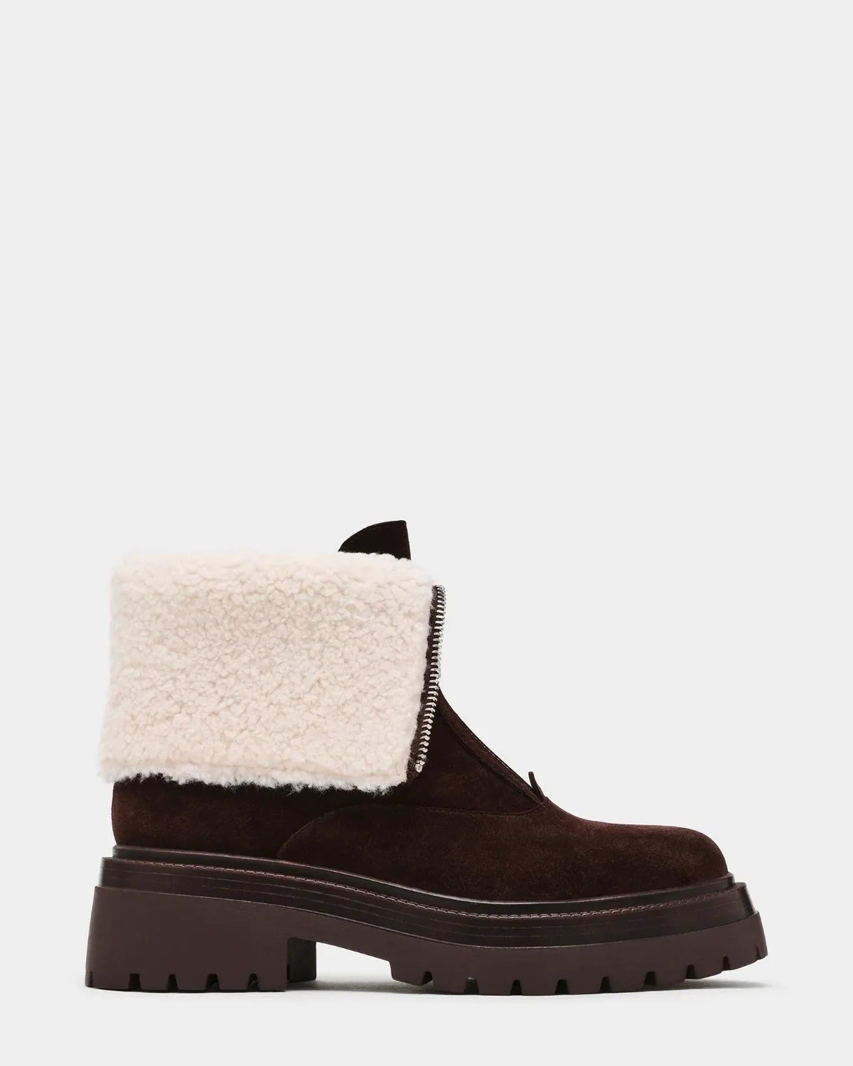 Blizzard Ankle Booties - Chocolate Brown Suede - Leather by Steve Madden