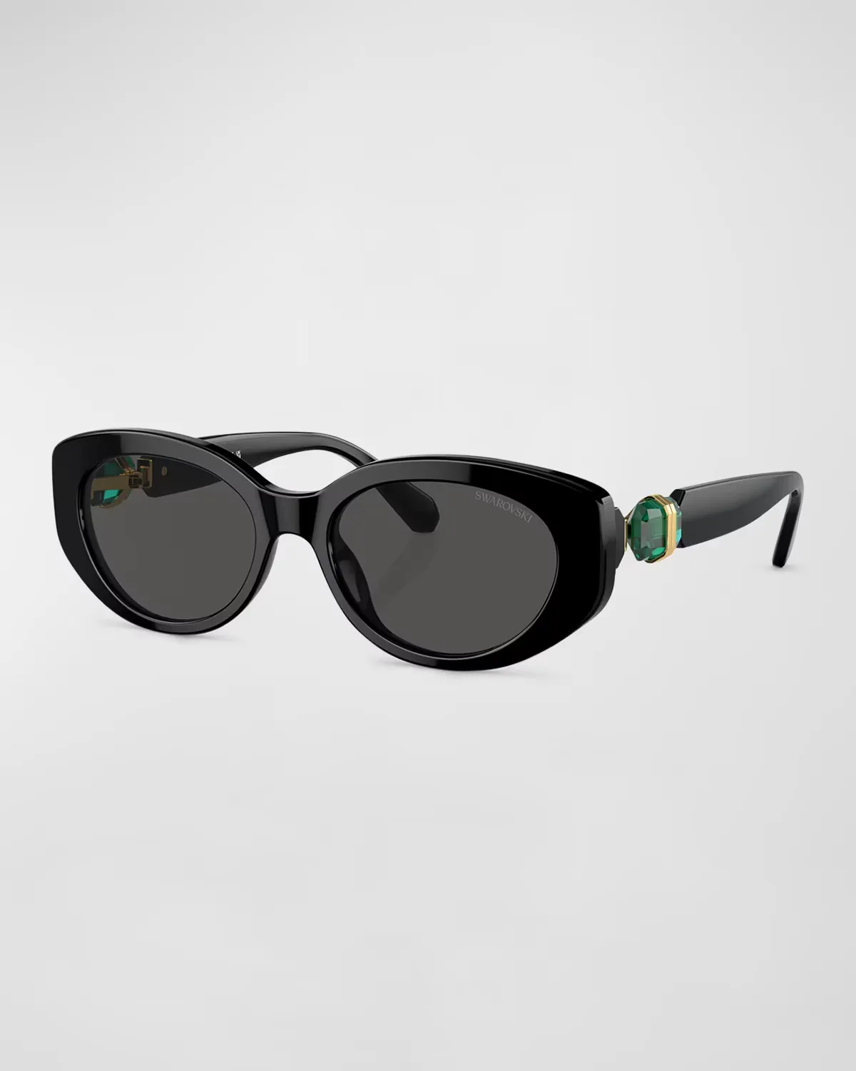 Crystal-Embellished Acetate Oval Sunglasses by Swarovski