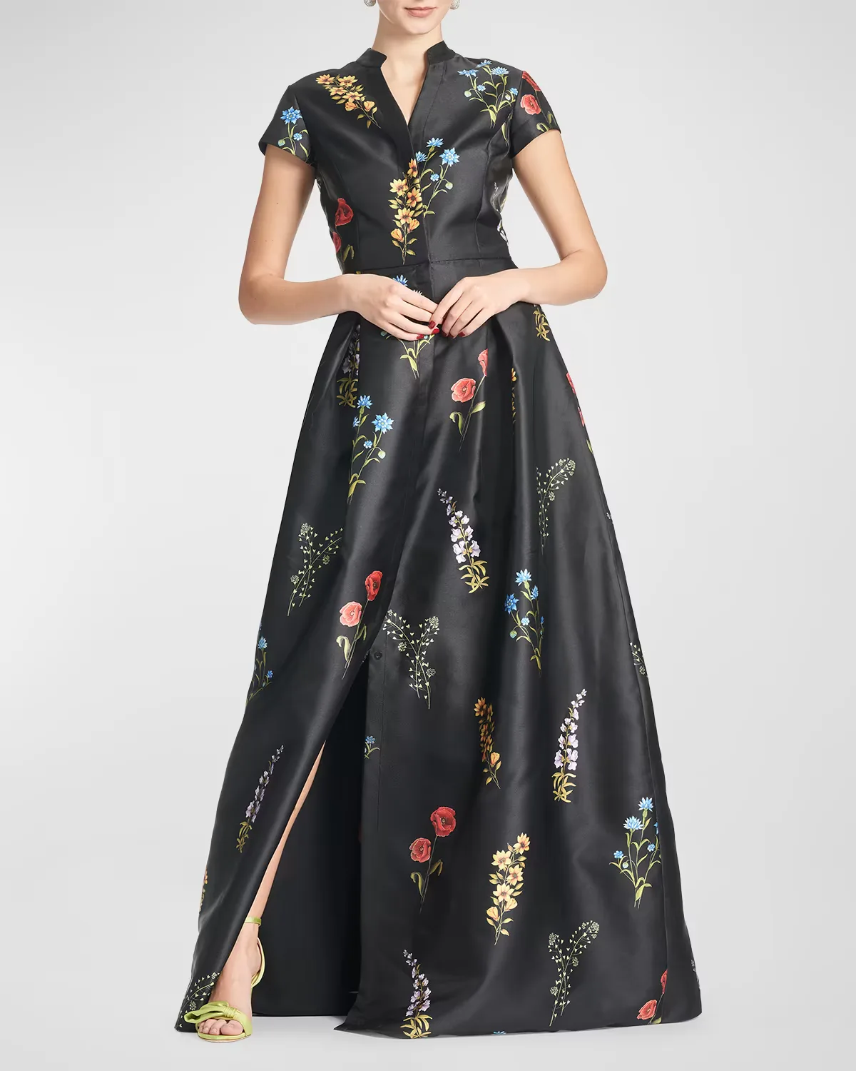 Marta Pleated Floral-Print A-Line Gown by SACHIN BABI