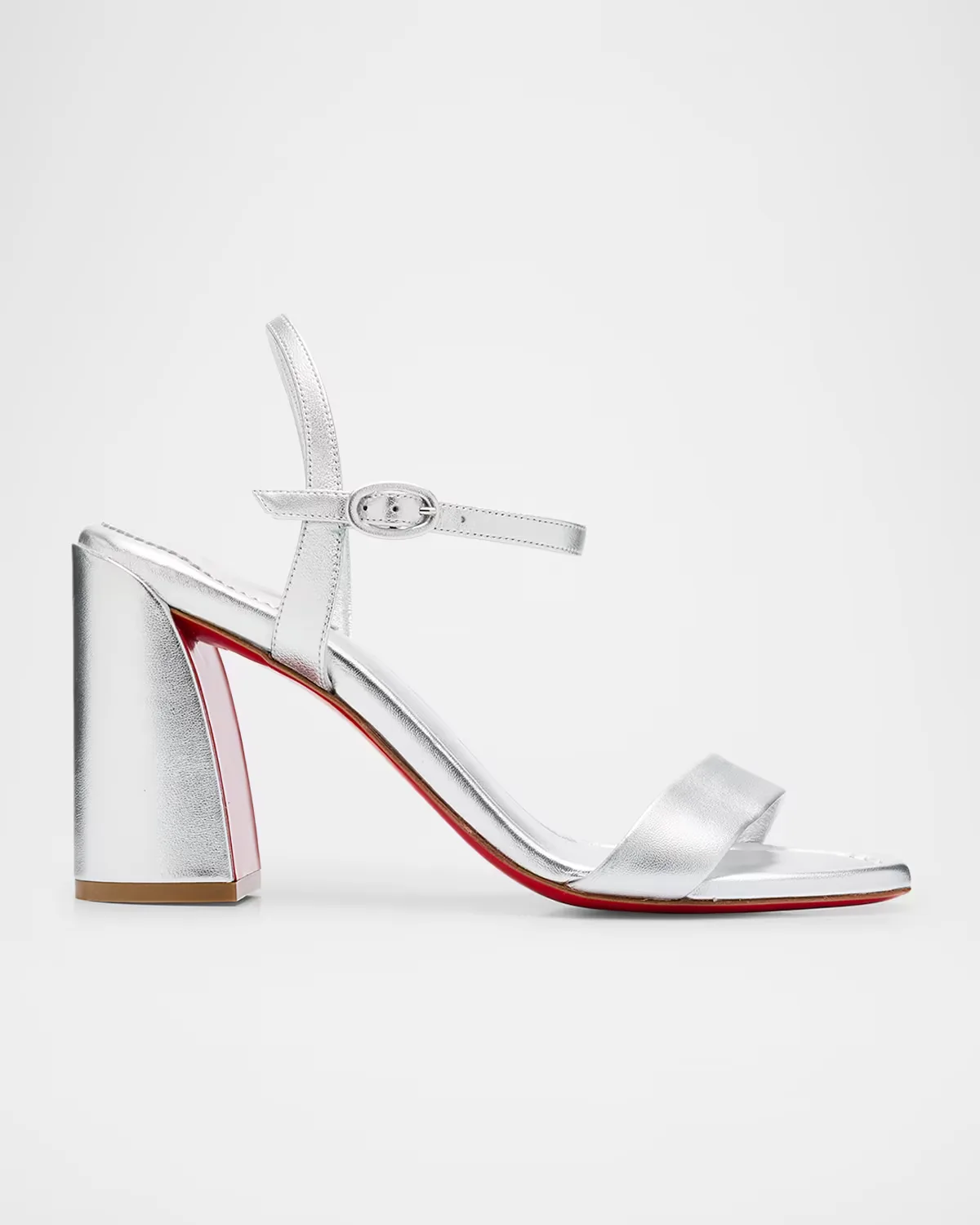 85mm Miss Jane Metallic Ankle-Strap Sandals by Christian Louboutin