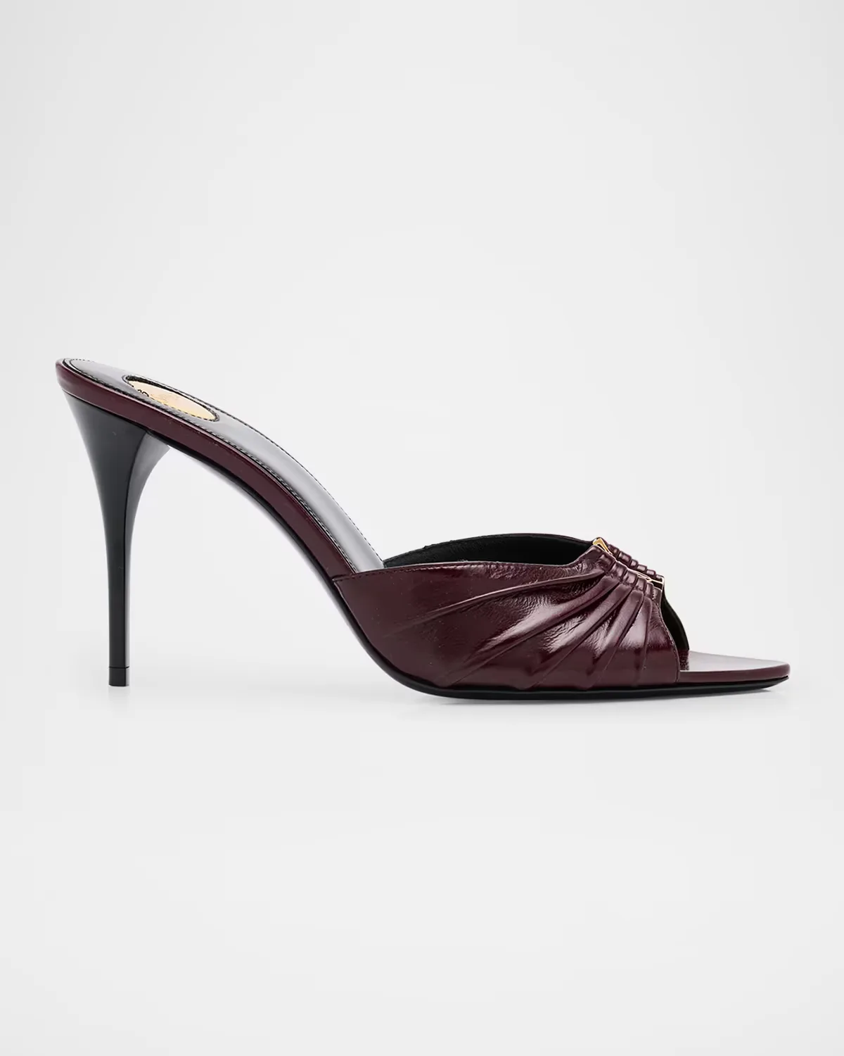 Babylone YSL Ruched Leather Mule Sandals by Saint Laurent