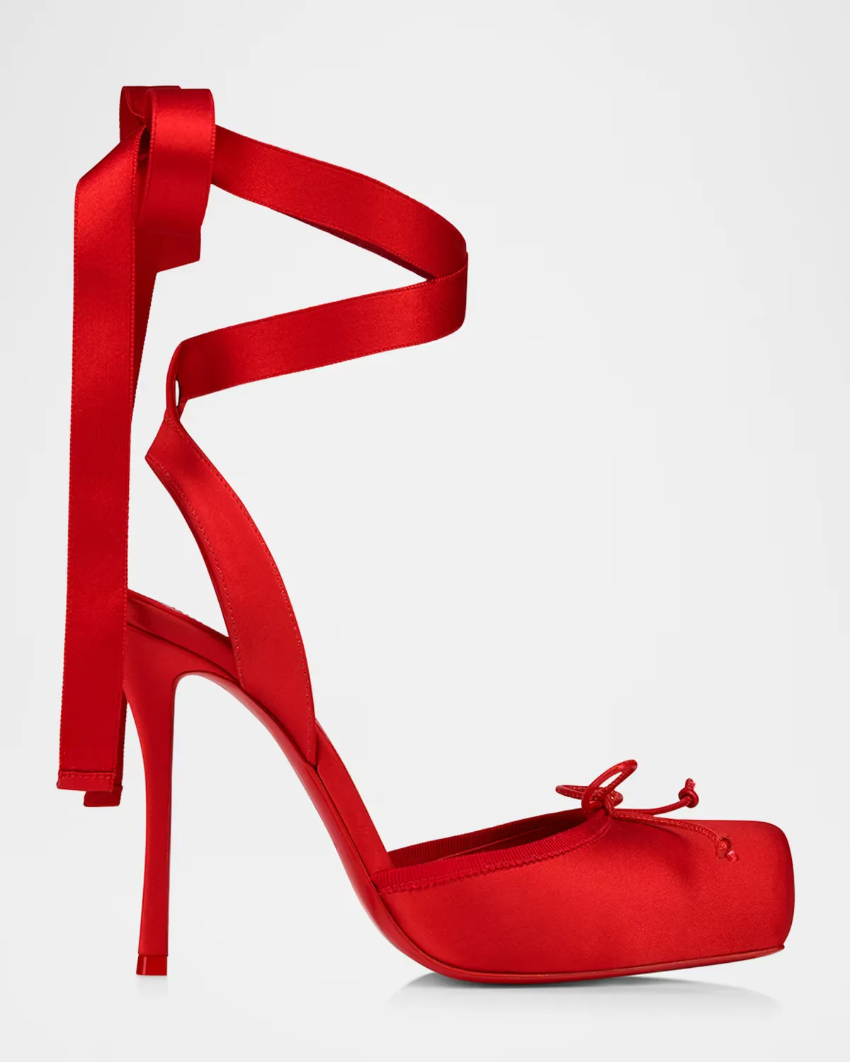 100mm Cassia Silk Ankle-Tie Ballerina Pumps by Christian Louboutin