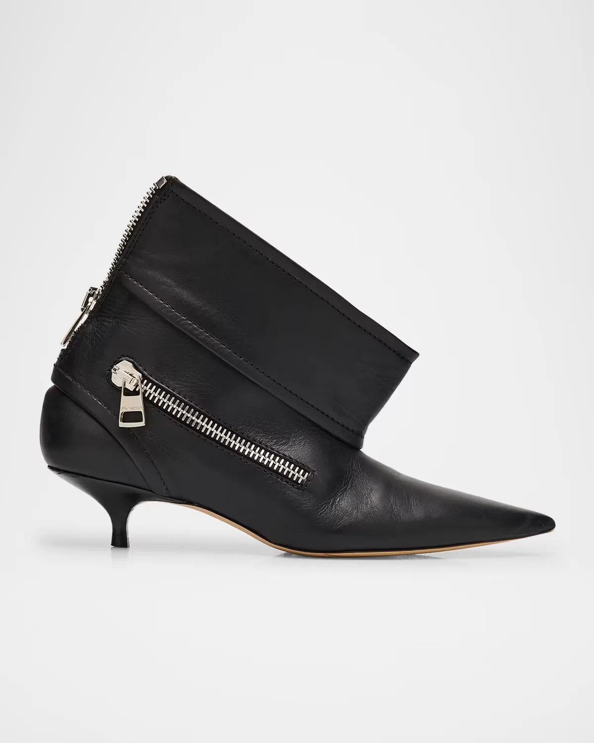 Biker Leather Kitten-Heel Booties by JW Anderson