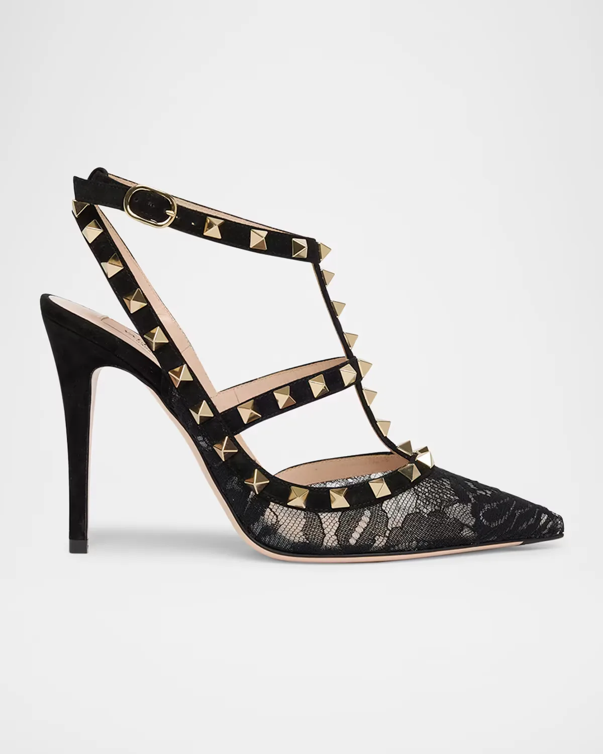 100mm Rockstud Lace Ankle-Strap Pumps by Valentino Garavani