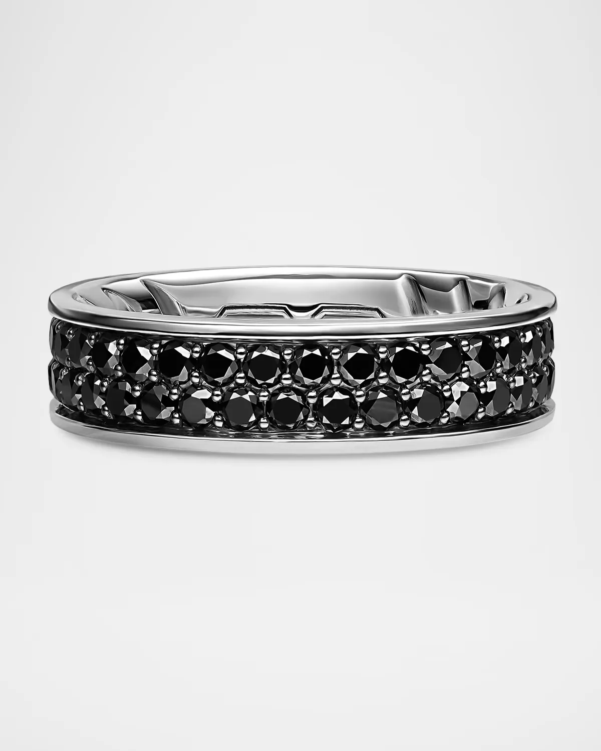 Streamline Band Ring in Sterling Silver with Black Diamonds, 6.2mm